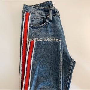 Zara racing stripe mom jeans